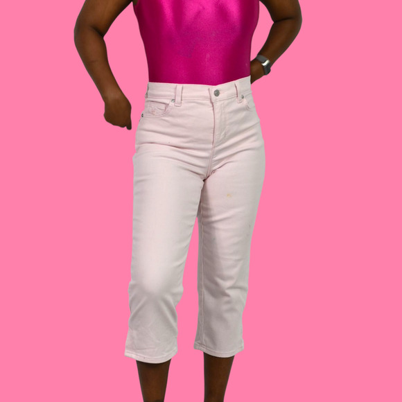 Gloria Vanderbilt Capri Jeans Pink Slim Skimmer Twill Pants Straight High Rise 4 - Picture 11 of 13